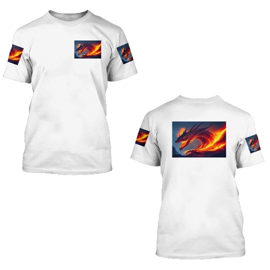 Flaming Dragon 3D T Shirts