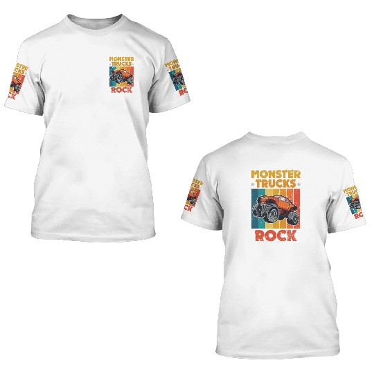 Awesome Monster Trucks Rock Tricks Stunts Wheelies 3D T Shirts