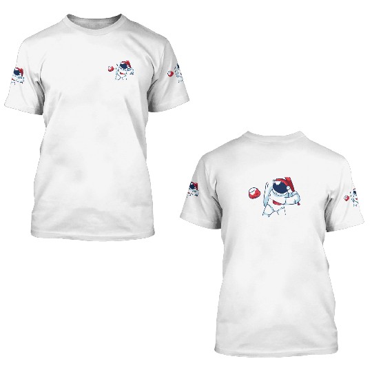 Baseball bat space comet planet 3D T Shirts