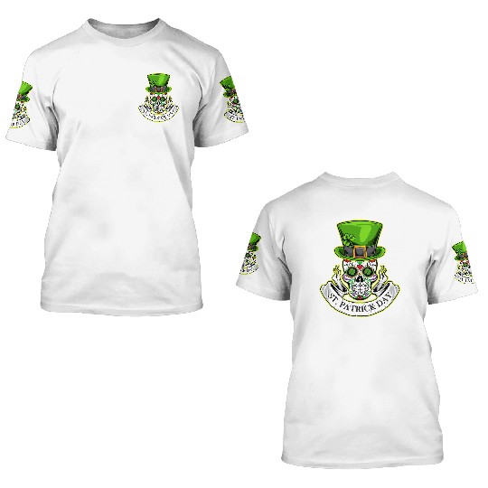 Sugar Skull | St Patrick Day | Lucky Charm Irish 3D T Shirts