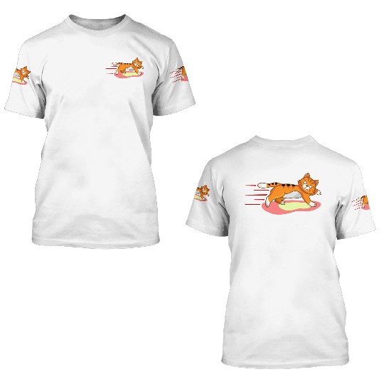 Fat cat Running 3D T Shirts