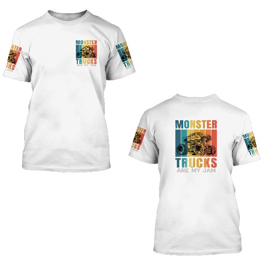 Monster Trucks Are My Jam Vintage Retro 3D T Shirts