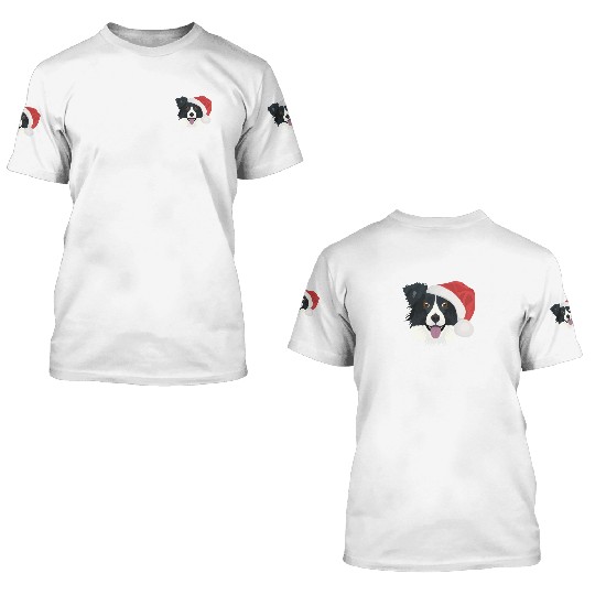 Border Collie Merry Christmas 3D T Shirts