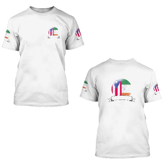 Puerto Rico Flag Ireland Grown Country Flags 3D T Shirts