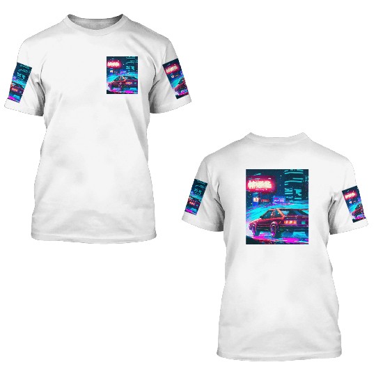 Vaporwave Car Synthwave City 3D T Shirts