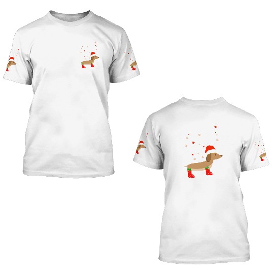 dachshund winter 3D T Shirts