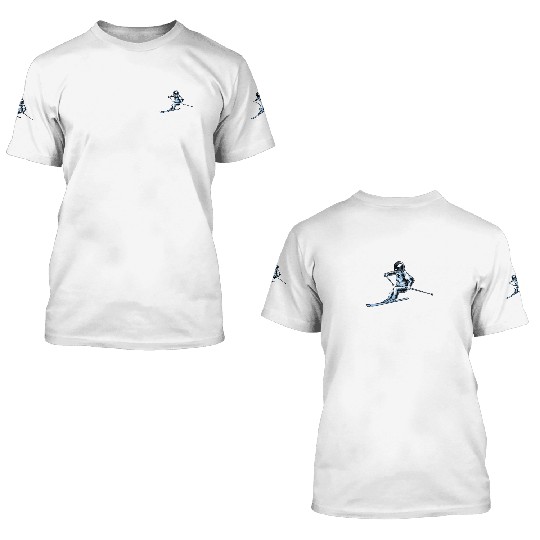 Skiing Skier Astronaut 3D T Shirts