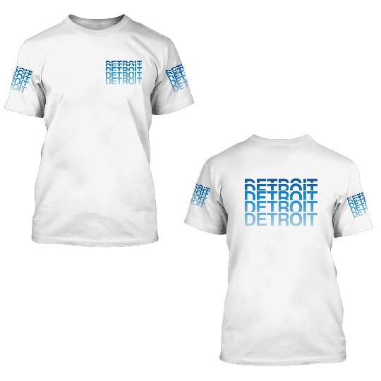 Stacked Detroit Michigan Text 3D T Shirts