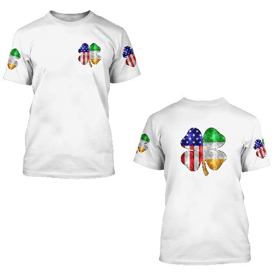 Irish American Flag St Patricks Day 3D T Shirts
