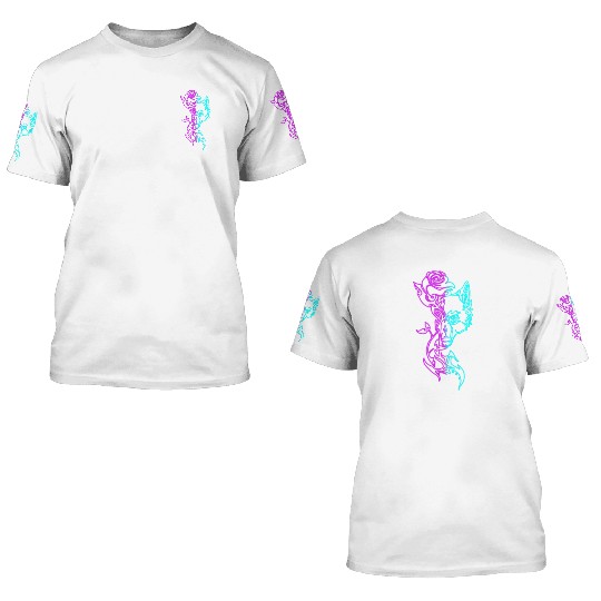 Wolf and Rose 3D T Shirts