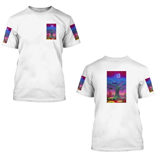 Neon Magic tree 3D T Shirts
