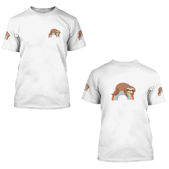 Sloth Rainbow 3D T Shirts