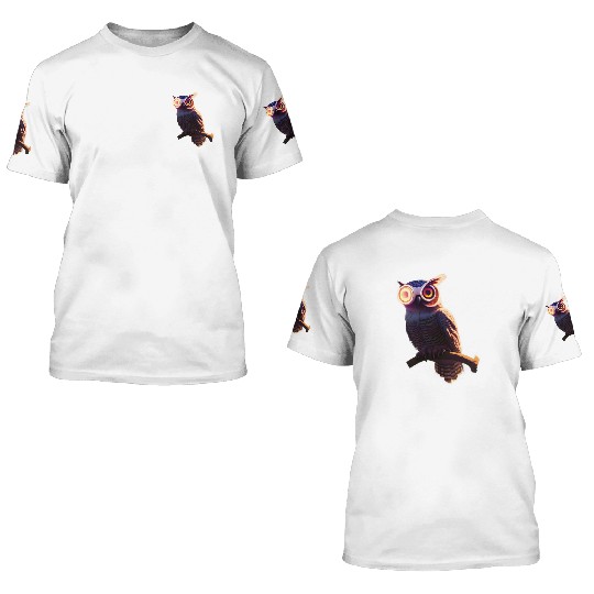 Robot owl hybrid creature 3D T Shirts