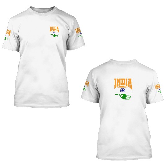 India Helmet Cricket Player 3D T Shirts