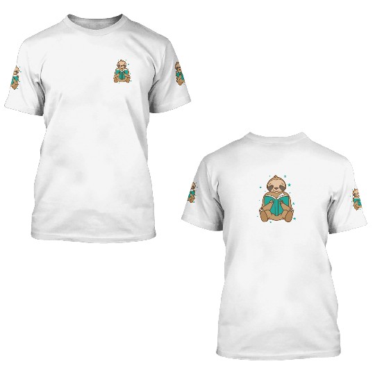 Sloth Reading Book Lazy Nature 3D T Shirts
