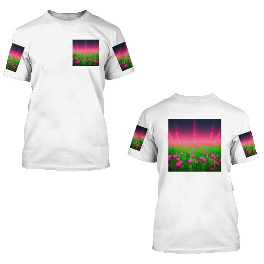 Glowing pink flowers 3D T Shirts