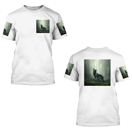 Howling wolf at midnight 3D T Shirts