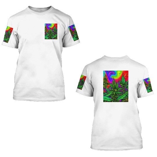 Psychedelic cannabis land 3D T Shirts