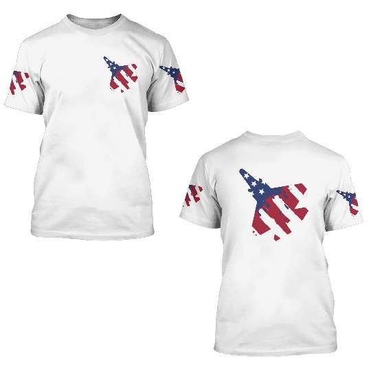 F-35 Lightning Military American Painted Flag Jet 3D T Shirts