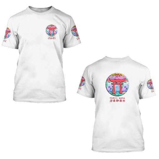 Torii Gate Shinto Japan Asian Floral Pattern 3D T Shirts