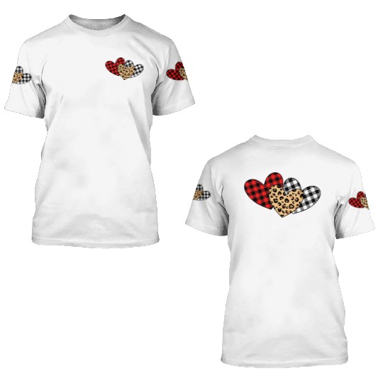 Valentines Day Leopard 5th Grade Teacher Plaid. 3D T Shirts