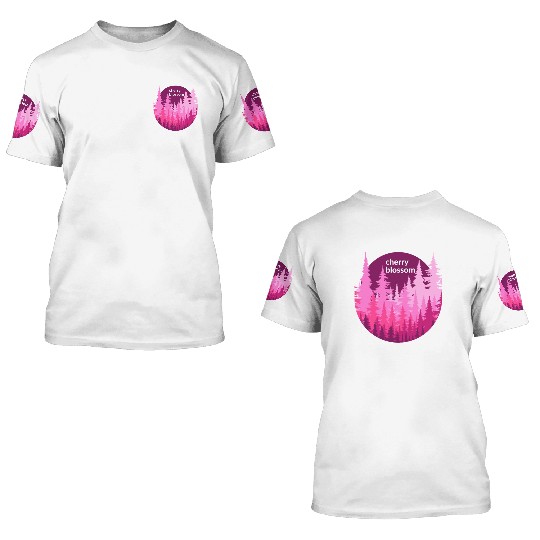 Cherry Blossom Forest Sun 3D T Shirts