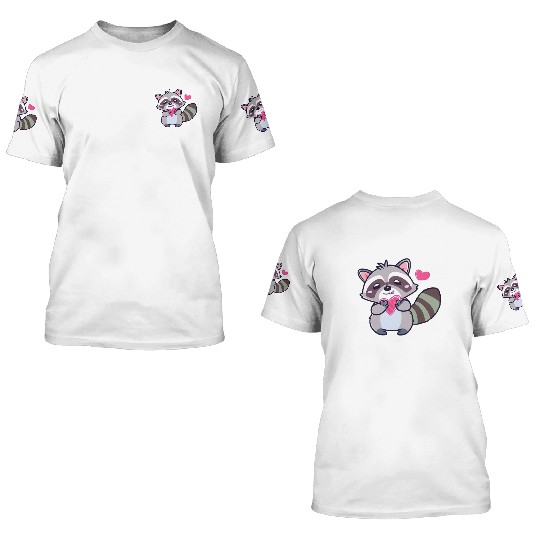Raccoon Lover Valentine's Day, Anniversary 3D T Shirts