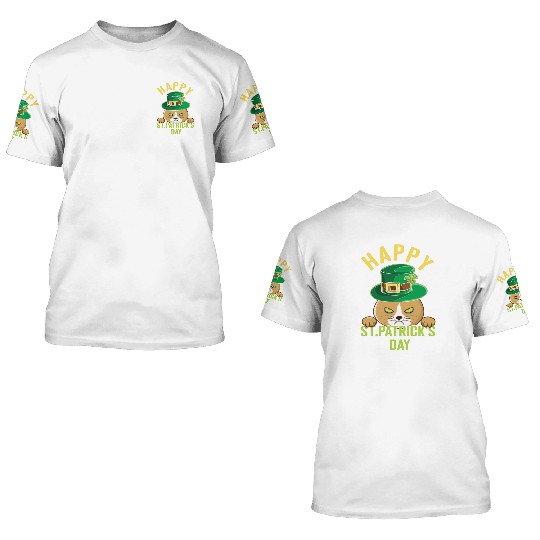 Angry Mad Cat Happy Saint Patrick Day 3D T Shirts