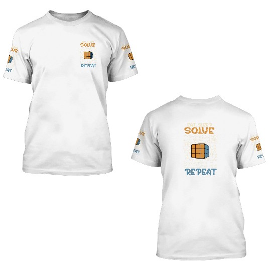 Eat Sleep Solve Repeat Math Speed Cubing Genie 3D T Shirts