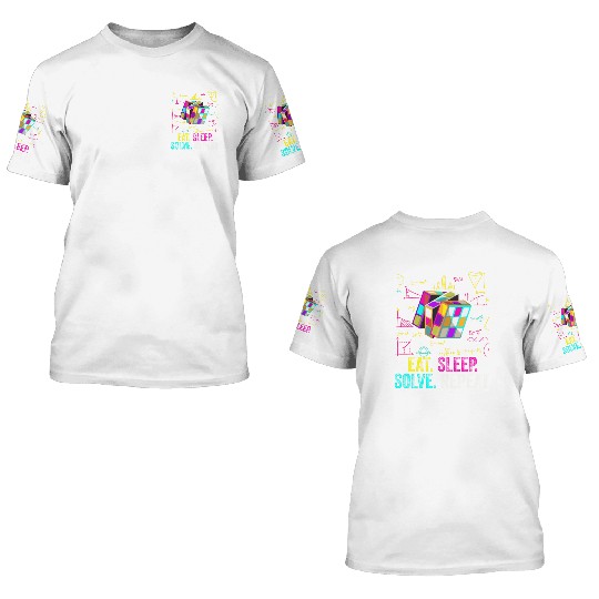 Eat Sleep Solve Repeat Math Speed Cubing Genie 3D T Shirts