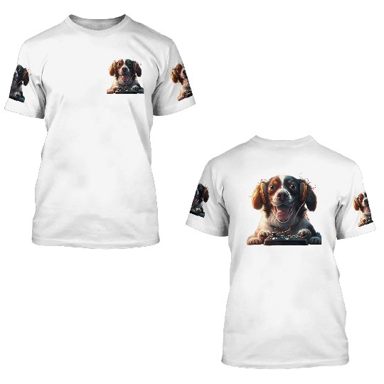 Funny Dog Playing Video Game 3D T Shirts