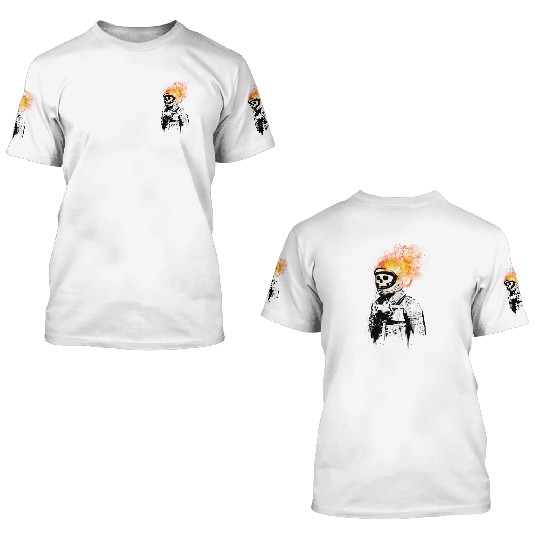 Skeleton in Flames 3D T Shirts