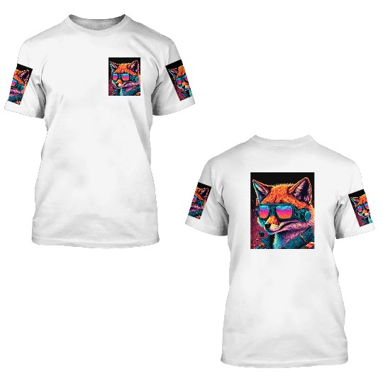 Retro Futuristic Synthwave Fox 3D T Shirts