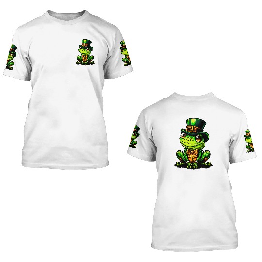 Magical Frog With St Patrick Day Top Hat 3D T Shirts