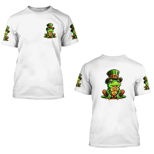 Magic Frog With St. Patrick's Day Top Hat 3D T Shirts
