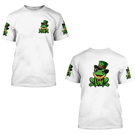 Lucky Frog St. Patrick's Day Top Hat 3D T Shirts