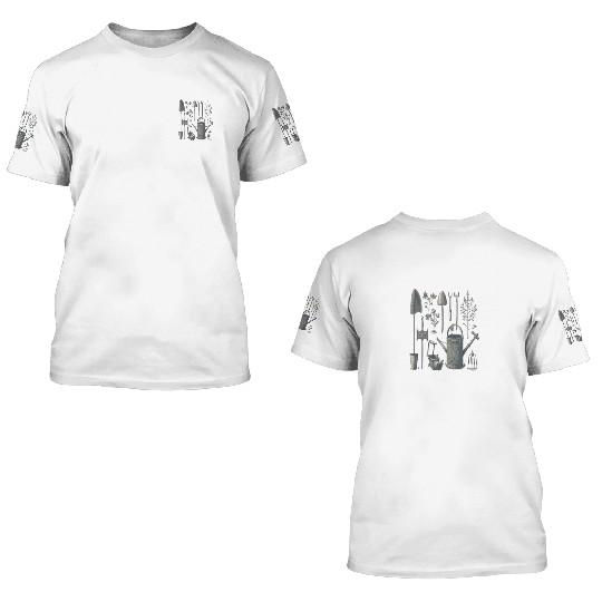 Florist Gardener Dad Grayscale Gardening Tools 3D T Shirts
