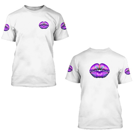 Purple Lips For Mardi Gras 3D T Shirts