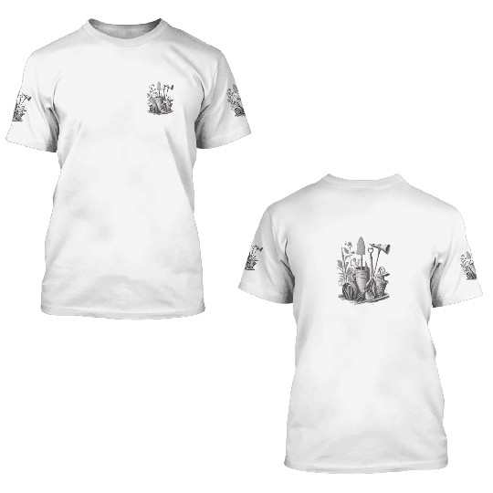 Florist Gardener Dad Grayscale Gardening Tools 3D T Shirts