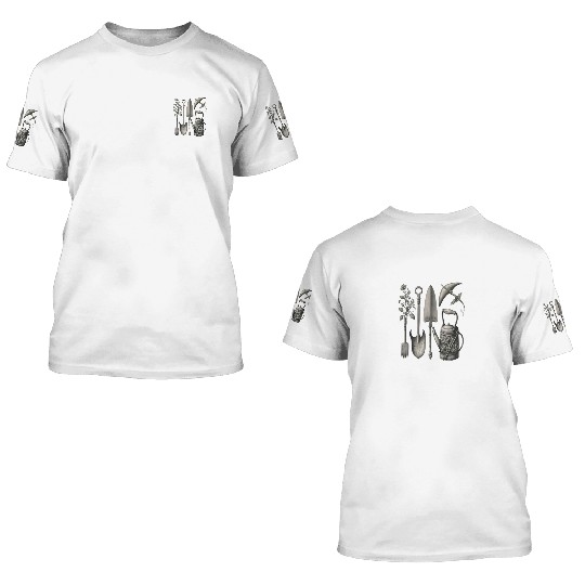 Florist Gardener Dad Grayscale Gardening Tools 3D T Shirts