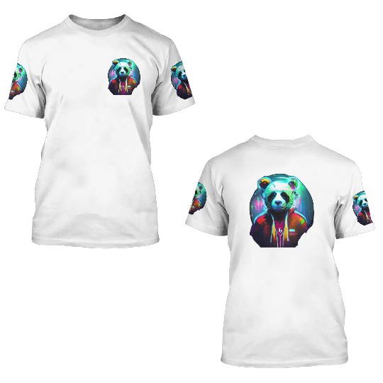 Panda in a neon paradise 3D T Shirts