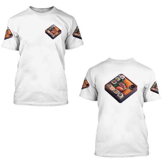 Realistic Sushi On Table 3D T Shirts
