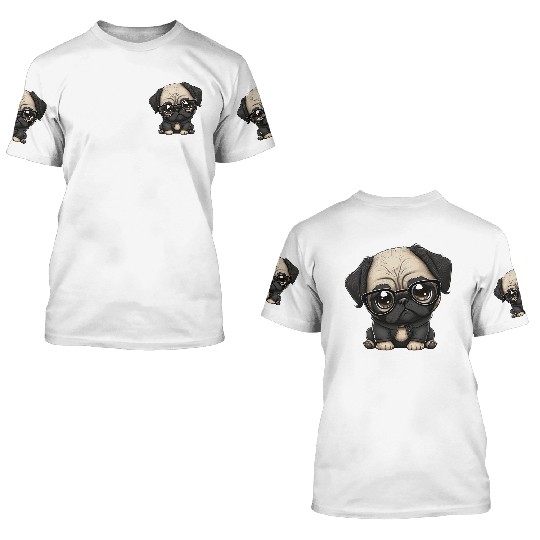 Sweet cute cartoon pug 3D T Shirts