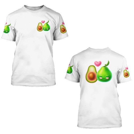 Avocado Love - Cute Couple Design 3D T Shirts