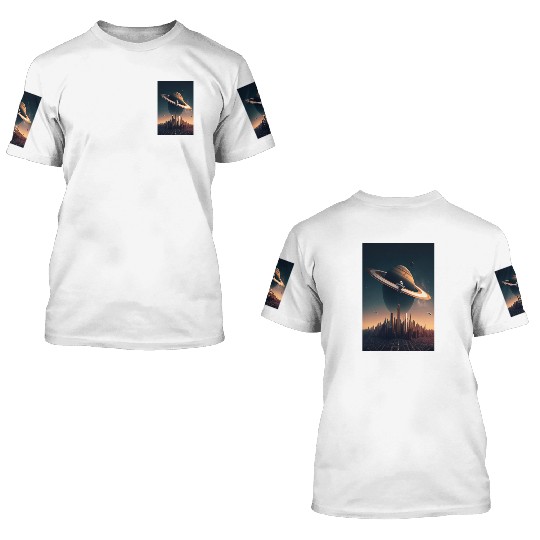 Solar system planet Saturn galaxy 3D T Shirts