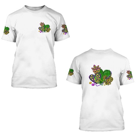 Mardi Gras Hearts Leopard Print Fleur de lis Symbo 3D T Shirts
