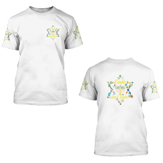 Love and Light Hanukkah 3D T Shirts Jew Menorah Jewish C