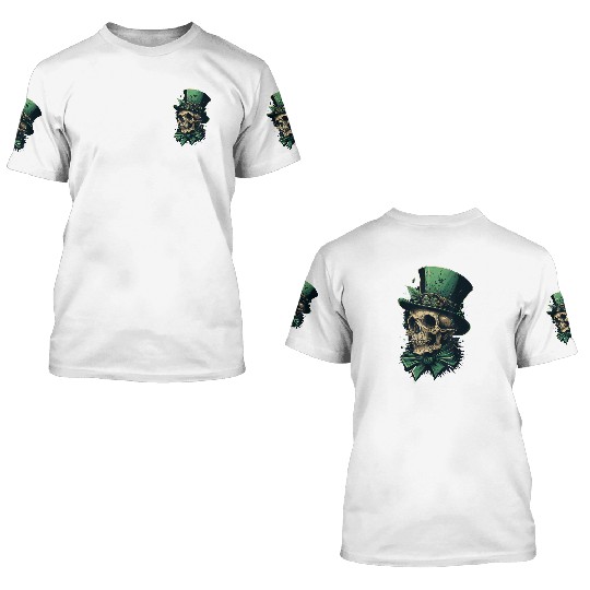 St Patrick s Lucky Irish Skull 3D T Shirts