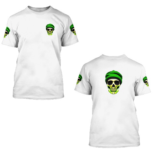 Green Skull Art Design with a Unique Twis 3D T Shirts