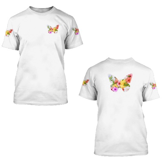 Coconut Girl Aesthetic Butterfly Hibiscus 3D T Shirts